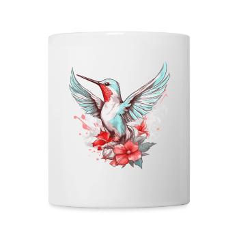 Hummingbird Flowers Bird Animal Art Watercolor Colorful - Mug - white - Front
