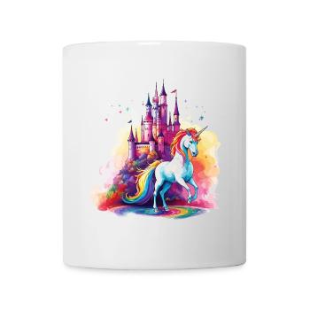 Einhorn Regenbogen Schloss Bunt Magie Fantasie - Tasse - Weiß - Vorne