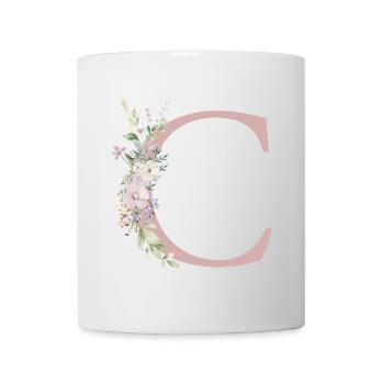 C Monogramme, Floral, Personnalisable - Mug blanc - blanc - Devant