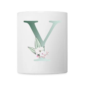 Y Monogram, Floral, Personalizable - Mug - white - Front