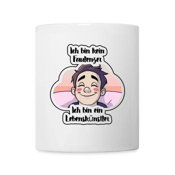 Lebenskünstler Faulenzen Sticker - Tasse - Weiß - Vorne