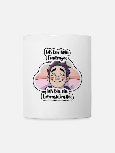 Lebenskünstler Faulenzen Sticker - Tasse - Weiß