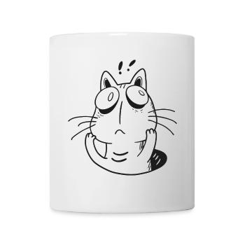 Ängstliche Katze – Lustige überdenkende Mieze - Tasse - Weiß - Vorne