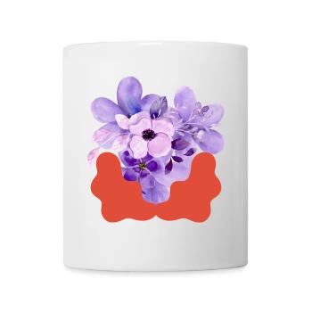 Purple Bloom with Coral Splash - Mug - white - Front