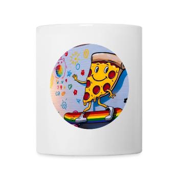 Pizza Slice Skateboard Graffiti - Tasse - Weiß - Vorne