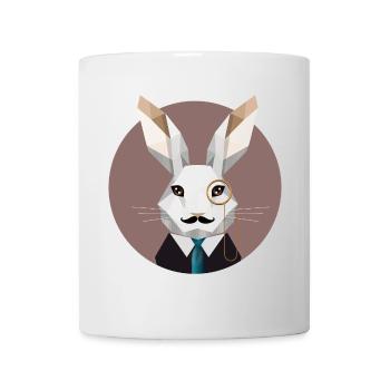 Eleganter Osterhase mit Monokel & Schnurrbart - Tasse - Weiß - Vorne