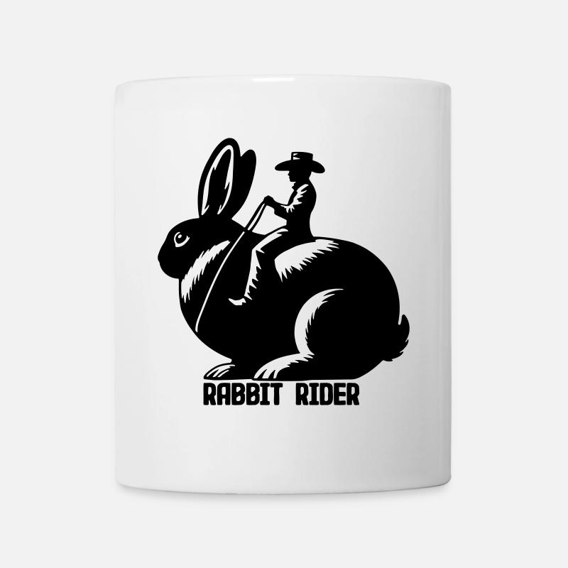 Rabbit Rider (text - no outline, 3-Color) - Mug - white