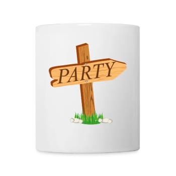 simple signpost with the inscription "PARTY" - Mug - white - Front