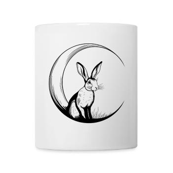 Rabbit on crescent moon – enchanting moon motif - Mug - white - Front
