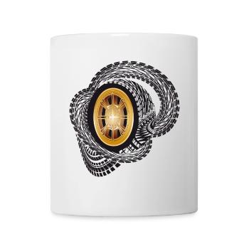 Jante dorée avec traces de pneus dynamiques - Mug blanc - blanc - Devant