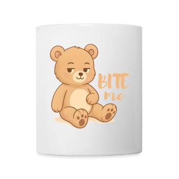 Cheeky teddy cutesy design with attitude - bite me - Mug - white - Front