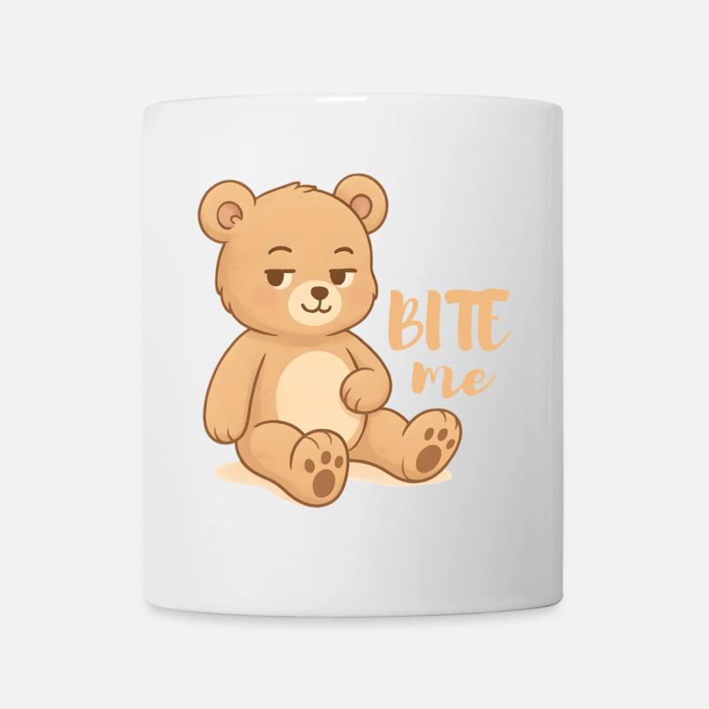 Cheeky teddy cutesy design avec attitude - mordez-moi - Mug blanc - blanc