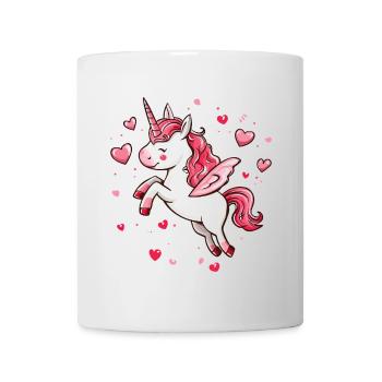 Licorne coeur amour mignon mignon licornes dessin animé - Mug blanc - blanc - Devant