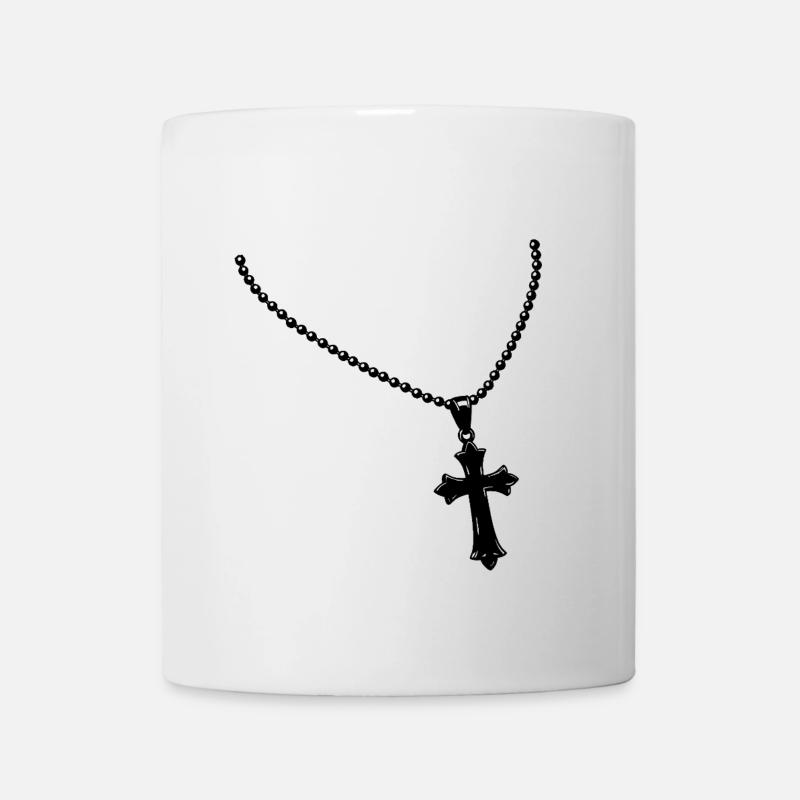 Kette mit Kreuz - Tasse - Weiß