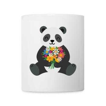 Panda with Bouquet of Flowers – Loving Animal Motif - Mug - white - Front