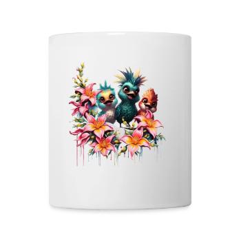Vogelzauber in einem Blumenmeer - Tasse - Weiß - Vorne