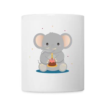 Birthday Elephant with Cupcake – Cute Animal Motif - Mug - white - Front