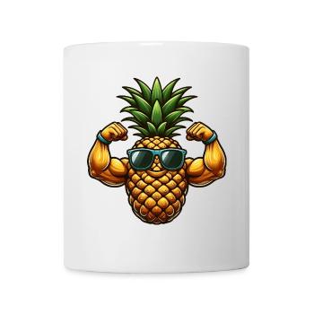 Cool cartoon pineapple with sunglasses - Mug - white - Front