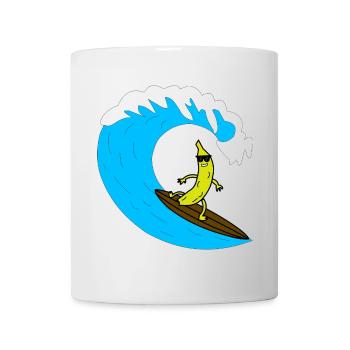 Surfeur de bananes sur la vague - Mug blanc - blanc - Devant