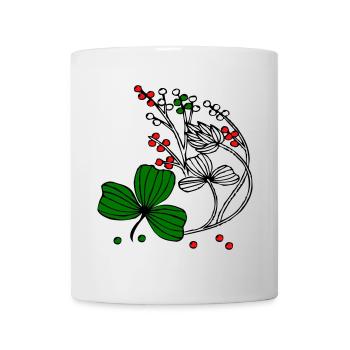 Fleurs sauvages aux baies rouges et vertes - Mug blanc - blanc - Devant