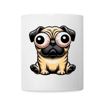 Funny Pug Cartoon with Big Googly Eyes - Mug - white - Front