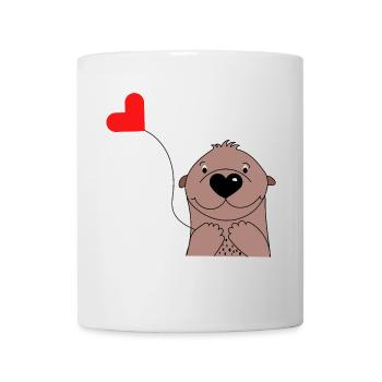 Loutre mignonne avec ballon coeur - Vêtements pour bébés - Mug blanc - blanc - Devant