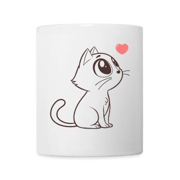 Adorable chat aux cœurs roses - Mug blanc - blanc - Devant