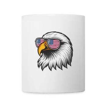 Aigle américain avec drapeau dans des lunettes - Mug blanc - blanc - Devant