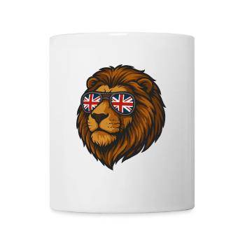 Löwe mit der britischen Flagge in Brille - Tasse - Weiß - Vorne