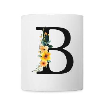 B Monogramm, Floral, personalisierbar - Tasse - Weiß - Vorne