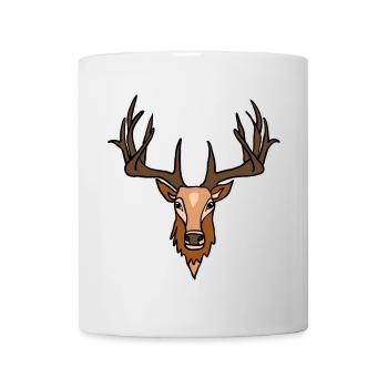 Hirschkopf Braun Auf Schwarz - Tasse - Weiß - Vorne