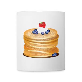 Golden brown pancakes with berries and cream motif - Mug - white - Front