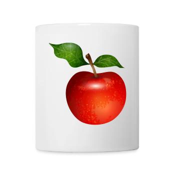 Leuchtend roter Apfel mit Blättern Illustration - Tasse - Weiß - Vorne