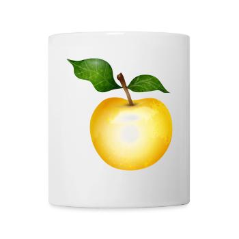Golden apple with green leaves illustration - Mug - white - Front