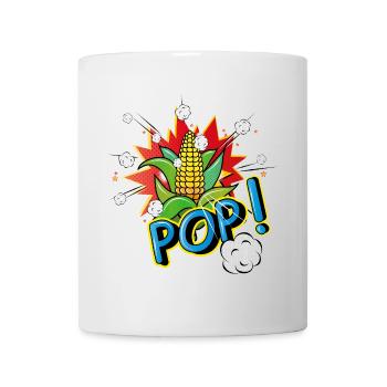 Maiskolben im Pop-Art-Stil mit Popcorn-Effekt - Tasse - Weiß - Vorne