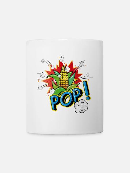 Maïs en épi de style pop art avec effet pop-corn - Mug blanc - blanc