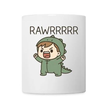 Mignon Dino T-Rex costumé Rugissant Dessin animé Petit - Mug blanc - blanc - Devant