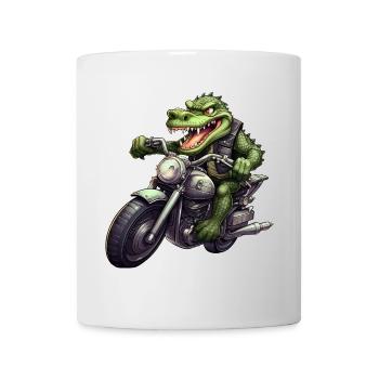Alligator Motorrad / Motorradfahrer Alligatoren - Tasse - Weiß - Vorne