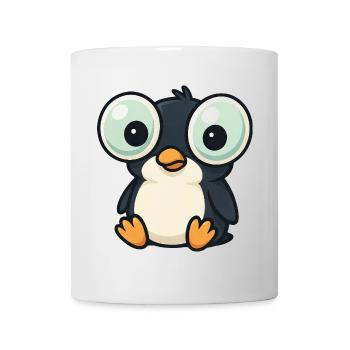Süßer Pinguin Cartoon Große Augen Lustig Quirky - Tasse - Weiß - Vorne