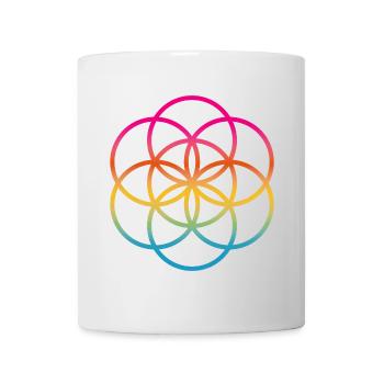 Yoga Ringe Kreise Flower of Life Farbverlauf om - Tasse - Weiß - Vorne