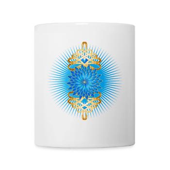Goldbroschen Motiv mit strahlend blauer Kornblume - Tasse - Weiß - Vorne