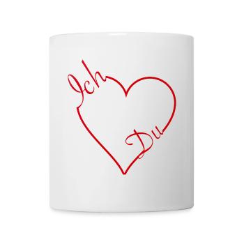 Rotes Herz mit Schriftzug Ich & Du - Tasse - Weiß - Vorne
