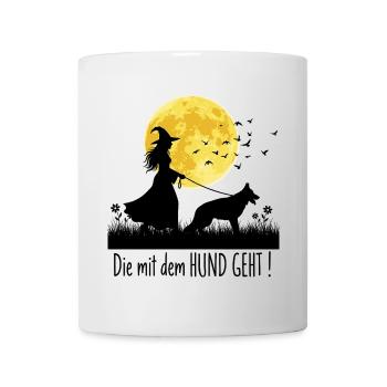 Die mit dem Schäferhund geht ! - Tasse - Weiß - Vorne