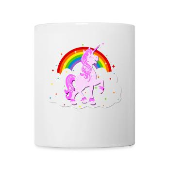 pink unicorn rainbow cloud stars - Mug - white - Front