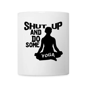 Tais-toi et fais du yoga, du yoga, du fitness, des cadeaux - Mug blanc - blanc - Devant