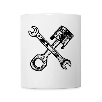 Tuning Kolben mit gekreuzten Schraubschlüssel - Tasse - Weiß - Vorne