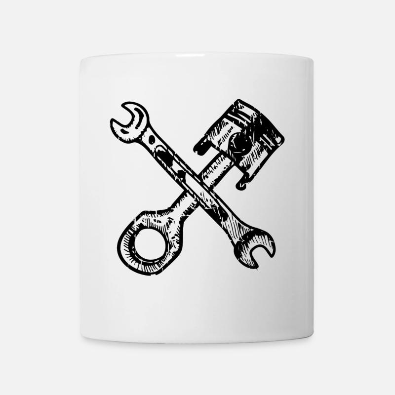 Tuning pistons with crossed wrenches - Mug - white