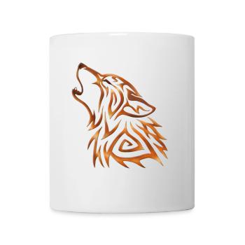 Stammes-Wolf heult Kupferflamme - Tasse - Weiß - Vorne
