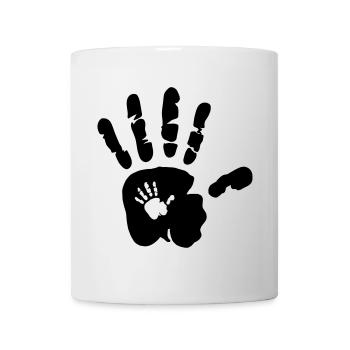 Main dans la main - Händer - Mama - Baby - Papa - Enfant - Mug blanc - blanc - Devant