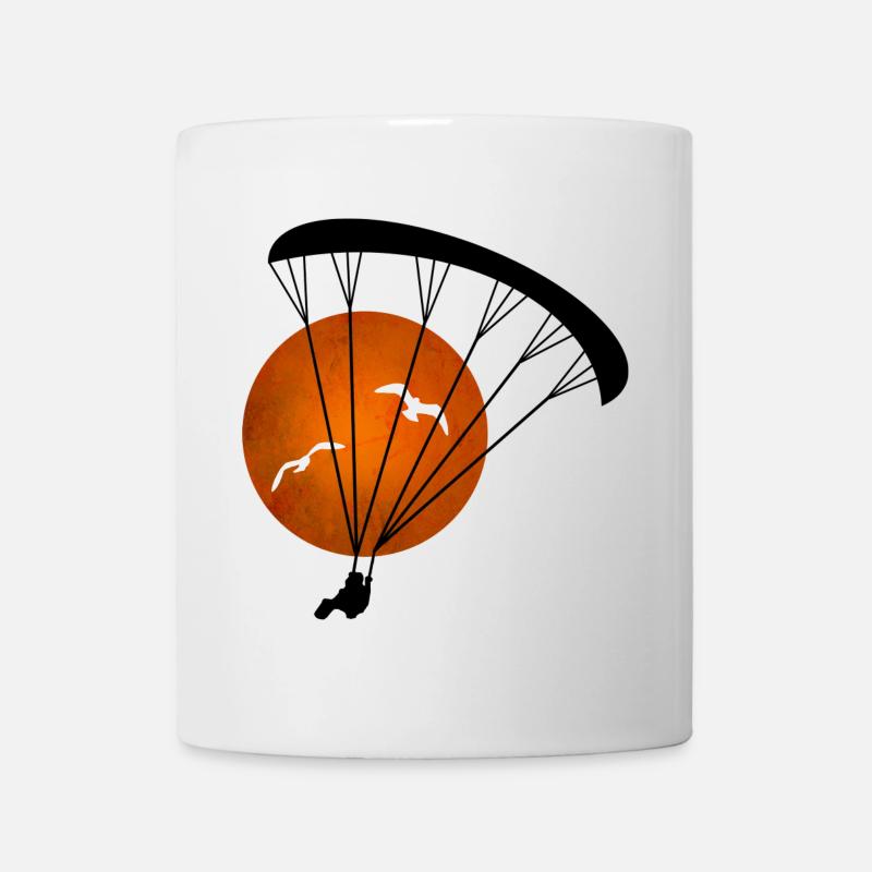 Silhouette de parapente au coucher du soleil - Mug blanc - blanc